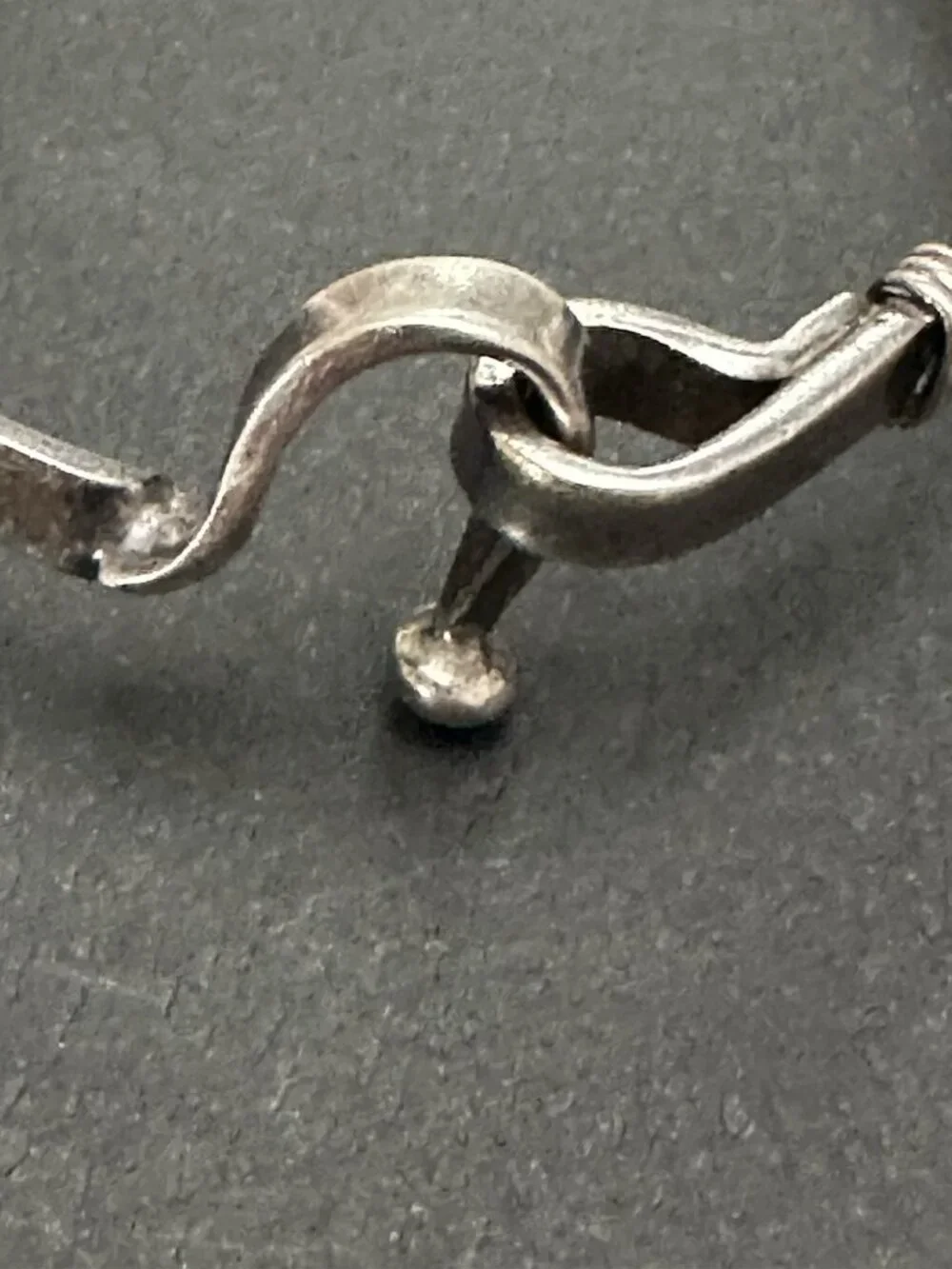 Vintage Sterling Silver Bangle Bracelet Wire Wrapped Horse Shoe Hoop Closure
